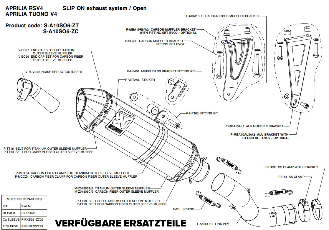 Akrapovic Slip-On Line (Carbone) Aprilia RSV4/Factory/R (09-14) S-A10SO6-ZC 