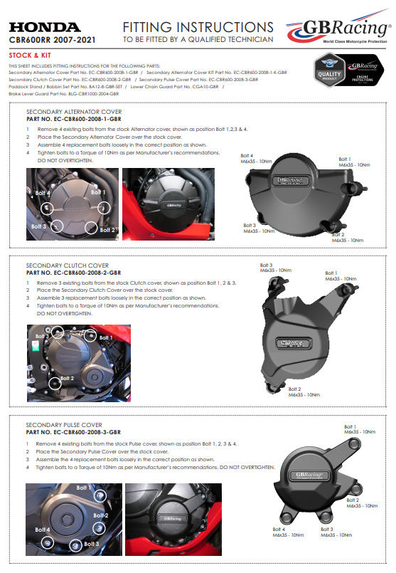 Ignition protector protective cover GBRacing Honda CBR 600 RR (07-21)