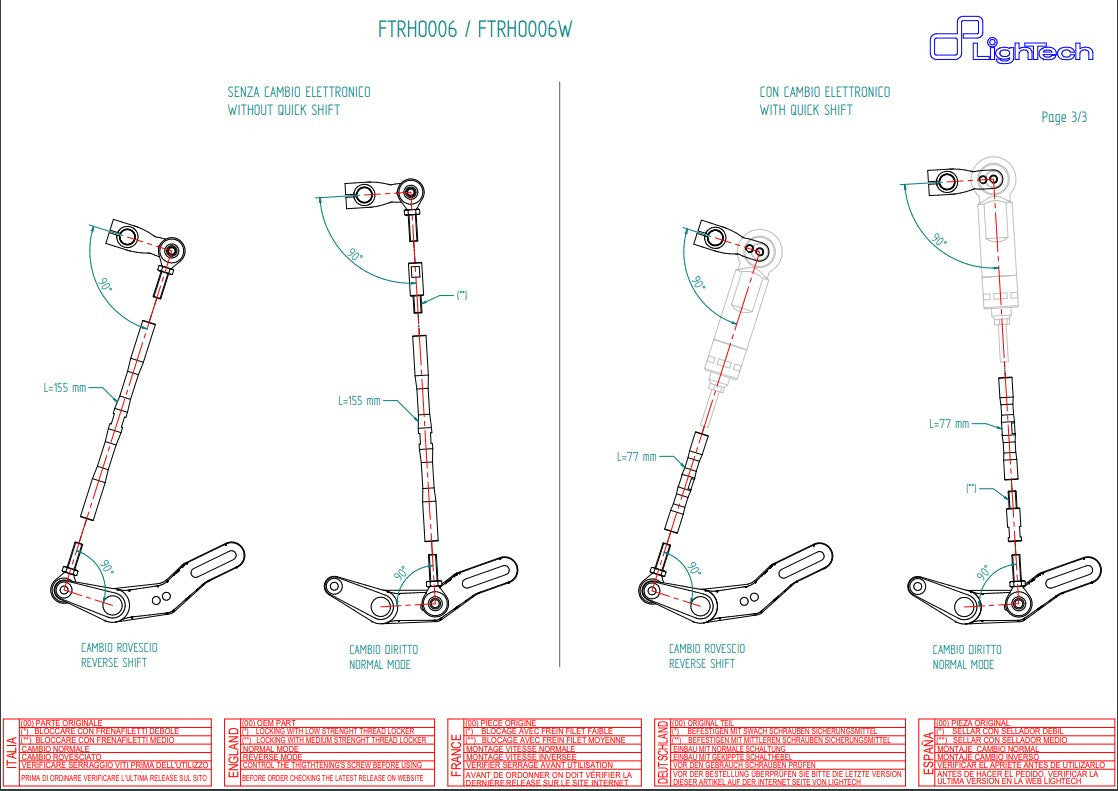 Voetsteun LighTech Honda CBR 1000 RR (08-19) FTRHO006/W 