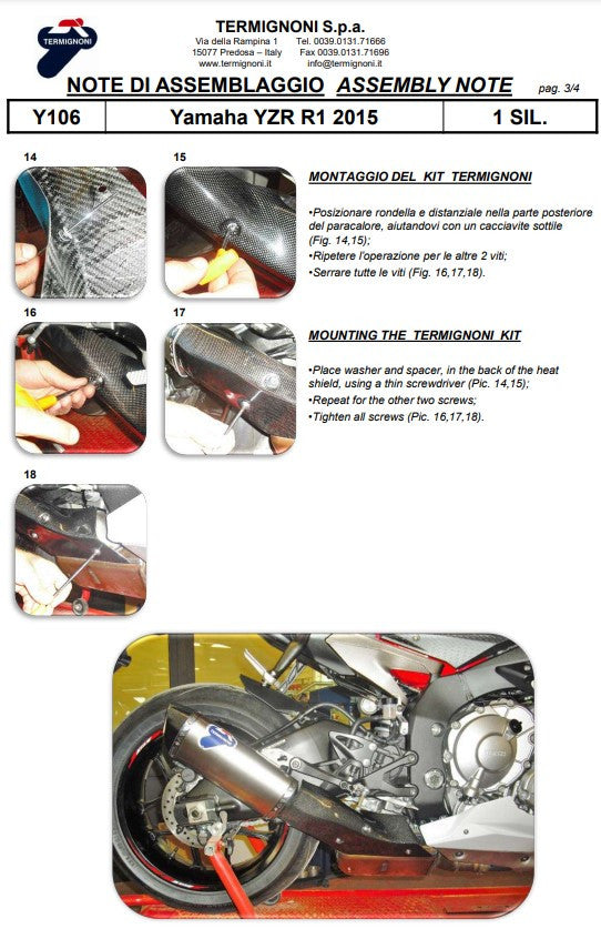 Termignoni Slip-on Carbon Yamaha YZF-R1/M (15-25) Y106080CFT