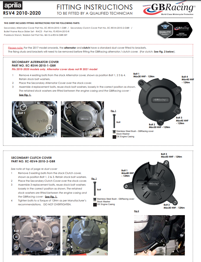 Kupplung Protektor Schutzabdeckung GBRacing Aprilia RSV4/1100 Factory/R/RR/RF (09-20)