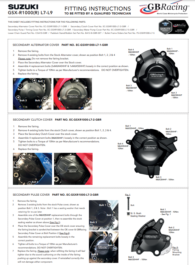 Protetor de embreagem capa de proteção GBRacing Suzuki GSX-R 1000 (17-23) 