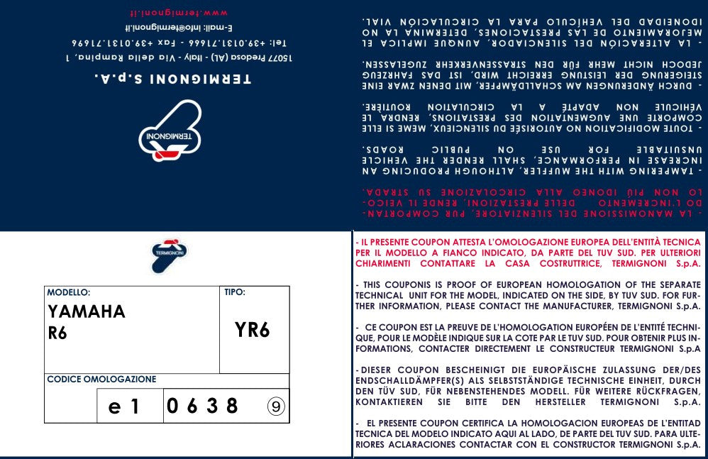 Termignoni Slip-on Classic-GP Yamaha YZF-R6 (06-25) Y081080cr